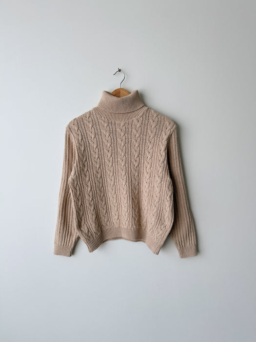 Beige Cable Knit Turtleneck | S/M