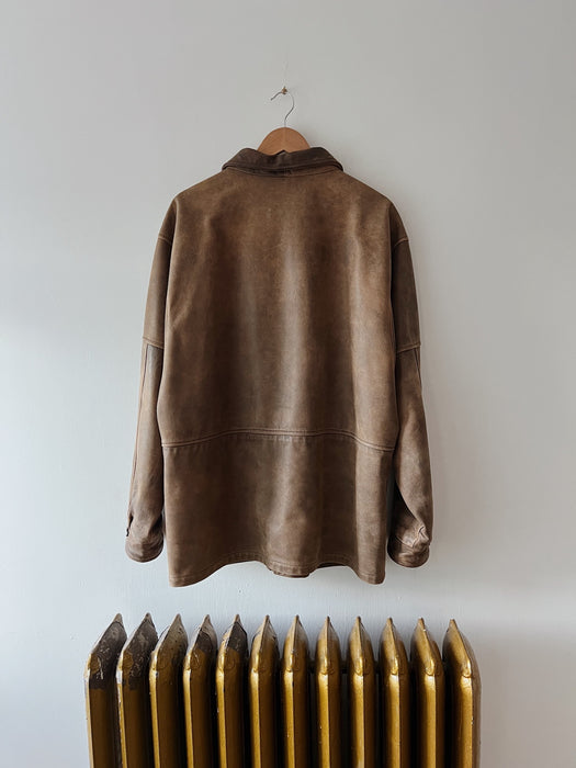 Brown Leather Sportswear Jacket | XL