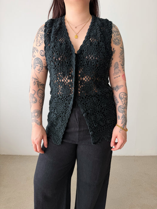 Black Silk Cotton Vest | M