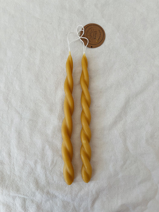 Twisted Pair Hand Dipped Beeswax Candles