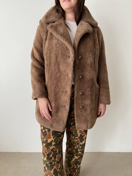 Brown Faux Fur Coat | XL