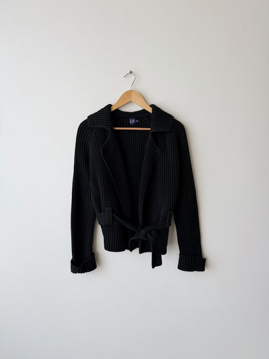 Black Ribbed Cardigan | S