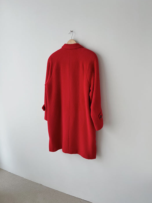 Red Alpaca Wool Coat | L/XL