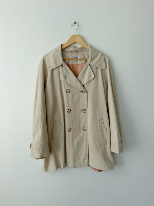 Beige Short Trench Coat | XL