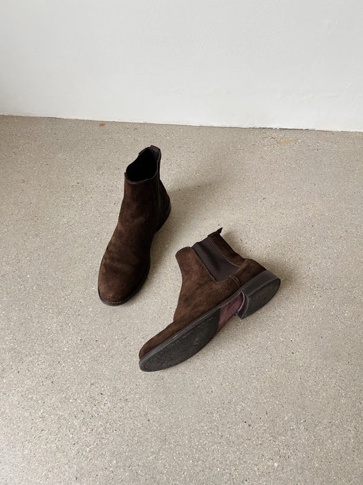 Espresso Brown Suede Chelsea Boots | 7.5