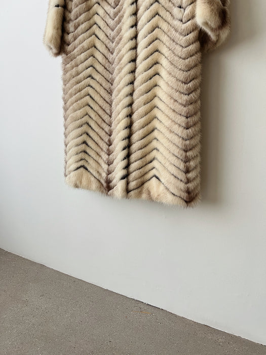 Mink Fur Chevron Coat | S