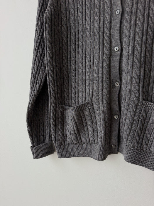Grey Cable Knit Cardigan | S/M