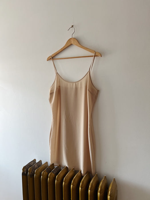 Tan Sheer Slip Dress | L