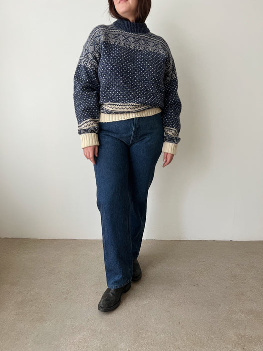Navy Patterned Sweater | L