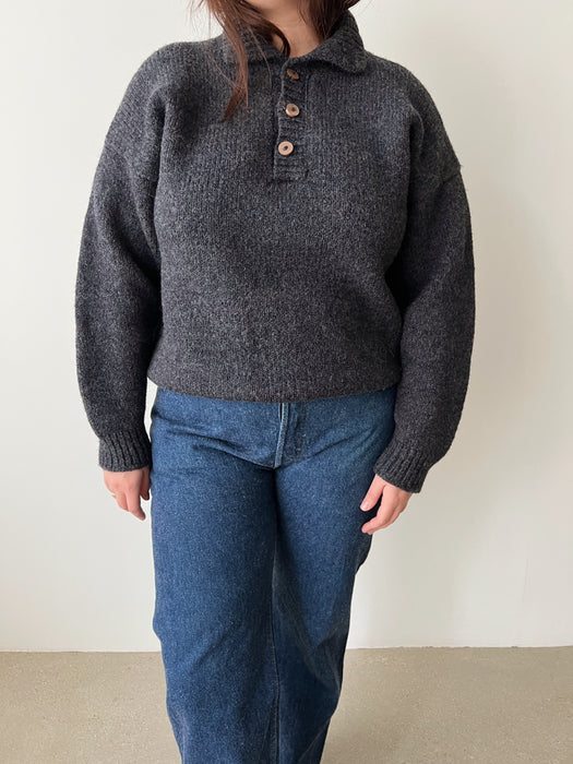 Blue Grey Wool Knit Sweater | L