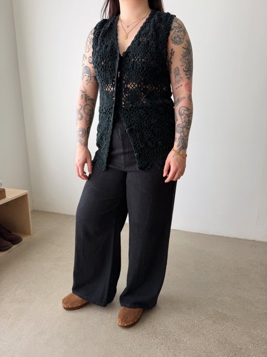 Black Silk Cotton Vest | M