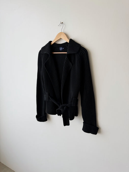 Black Ribbed Cardigan | S
