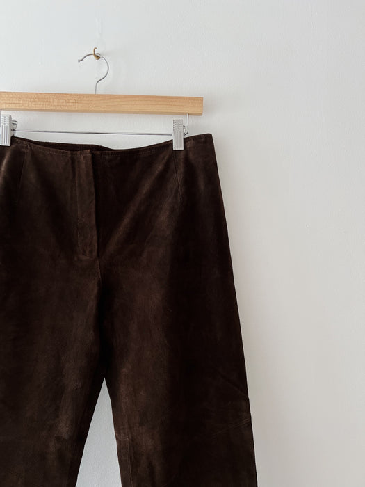 Walnut Suede Leather Pants | 30