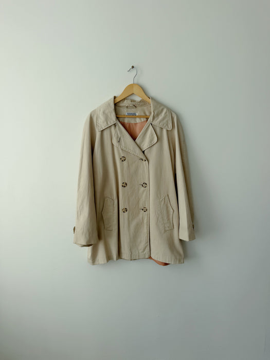 Beige Short Trench Coat | XL
