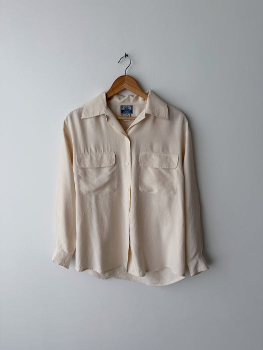 Cream Silk Button Up | M