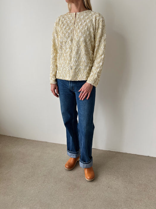 Cream Sequin Wool Cardigan | S/M