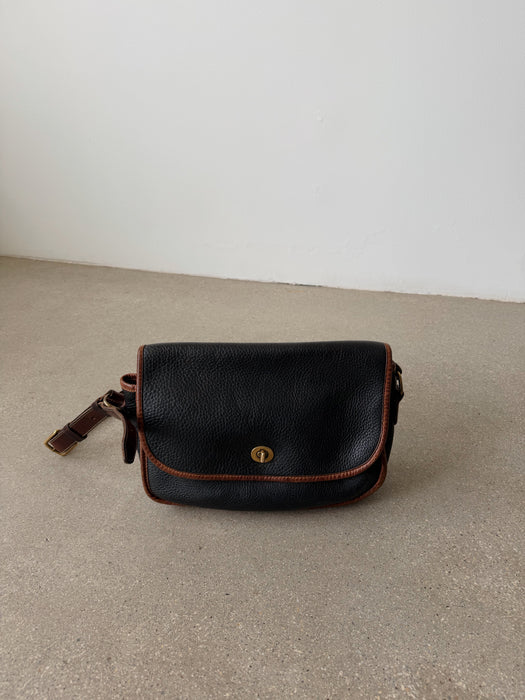 Black Pebbled Leather Roots Bag