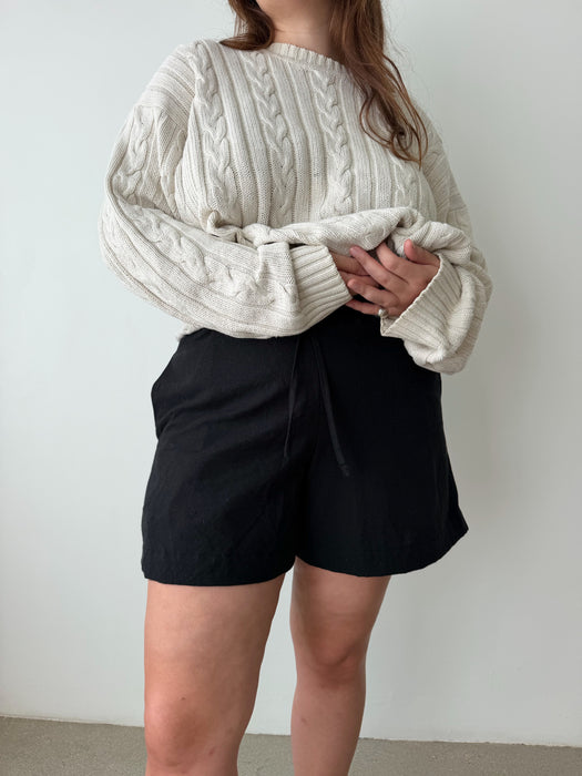 Hazlewood Black Cotton Linen Short