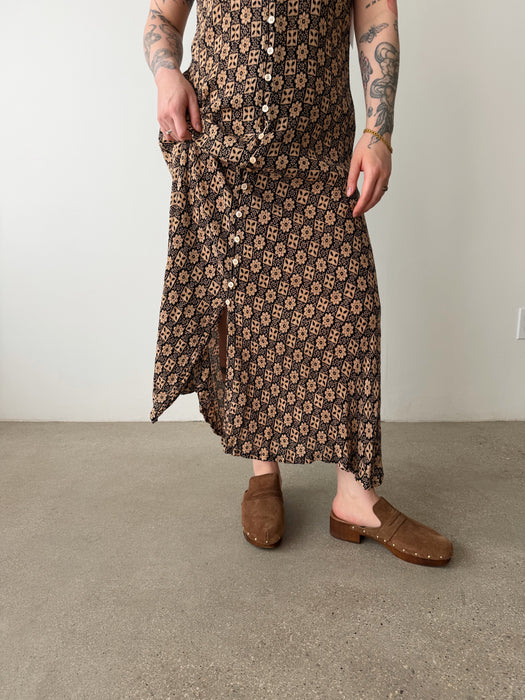 Beige & Black Patterned Dress | L