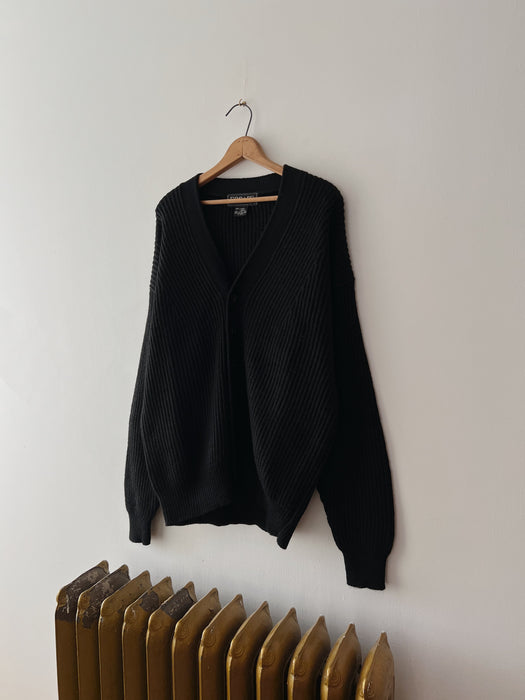 Black Wool Cardigan | XL