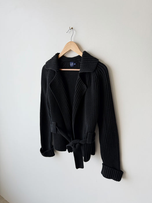 Black Ribbed Cardigan | S