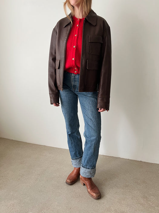 Brown Leather Jacket | M