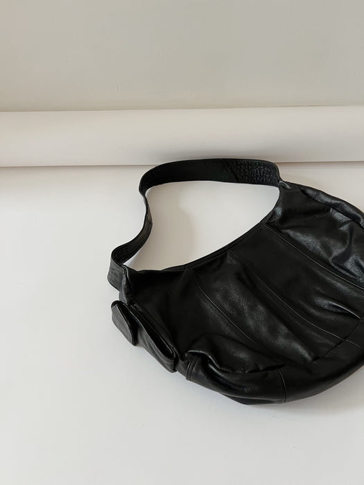 Black Leather Crescent Bag