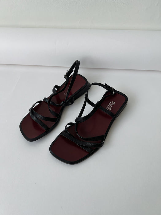 Black Leather Sandals | 5.5/6
