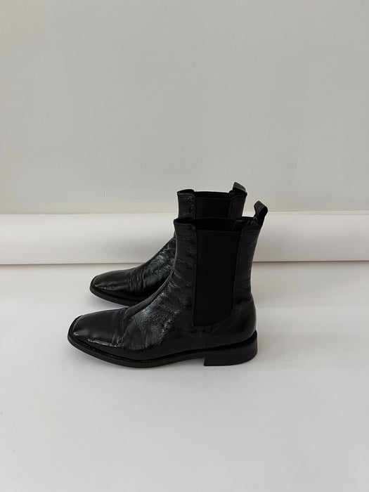 Black Patent Leather Bootie | 8.5