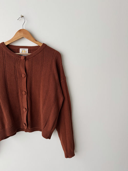 Brown Cotton Cardigan | M