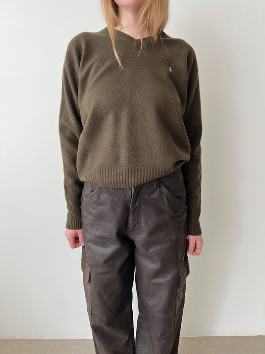 Green Wool Polo Sweater |