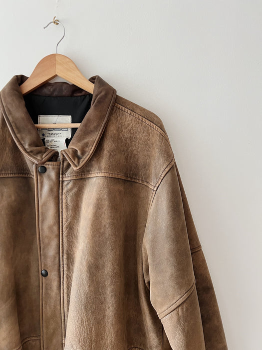 Brown Leather Sportswear Jacket | XL