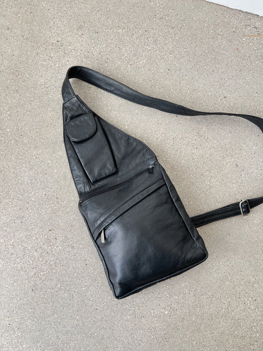 Black Leather Crossbody Bag