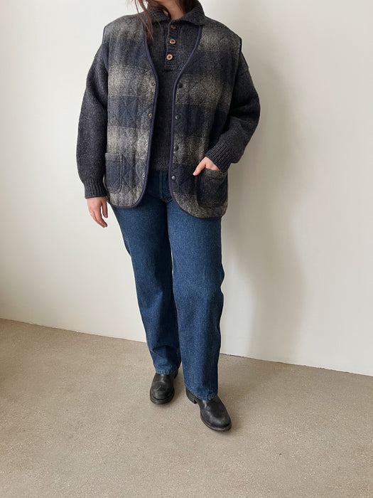 Navy & Grey Wool Vest | XL