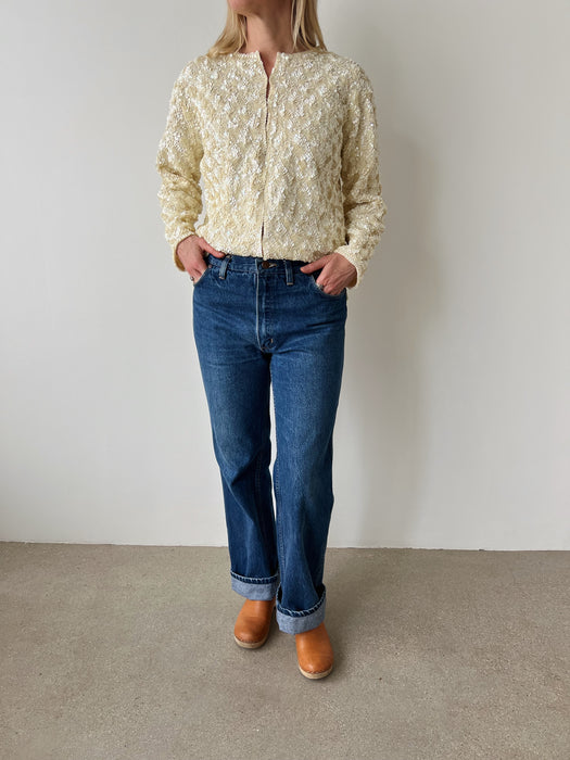 Cream Sequin Wool Cardigan | S/M