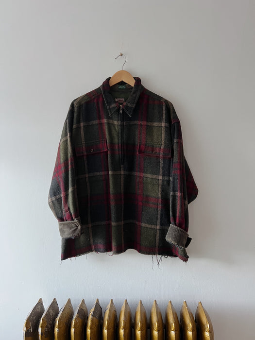 Plaid Wool Quarter Zip | XL