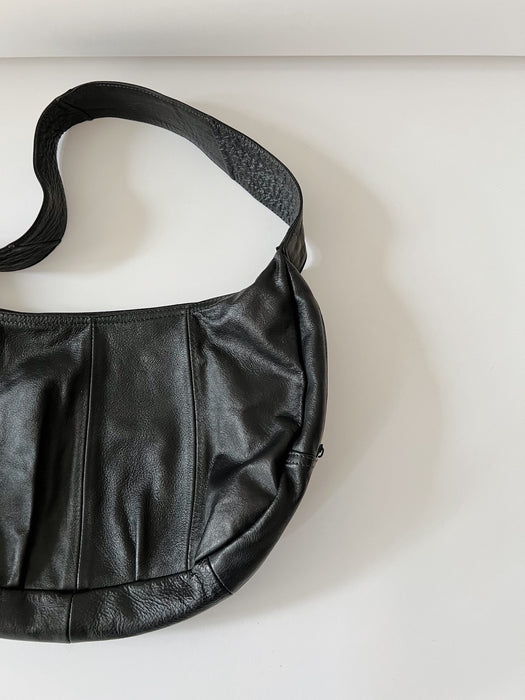 Black Leather Crescent Bag