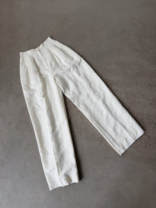 Cream Wide Leg Jacquard Trousers | 25
