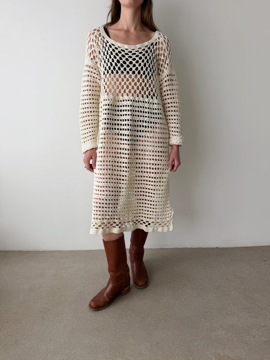 Cream Crochet Dress | XL
