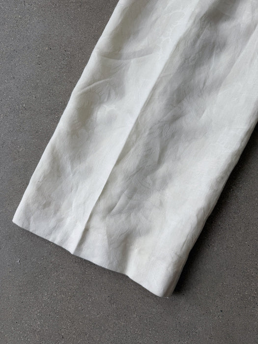 Cream Wide Leg Jacquard Trousers | 25