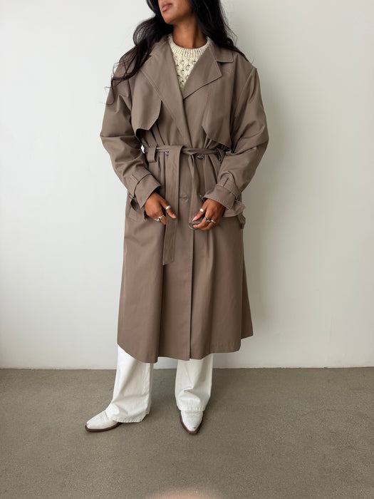 Warm Grey Trench Coat | L