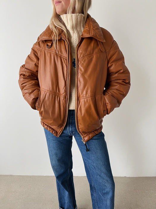 Camel Leather Bomber | L