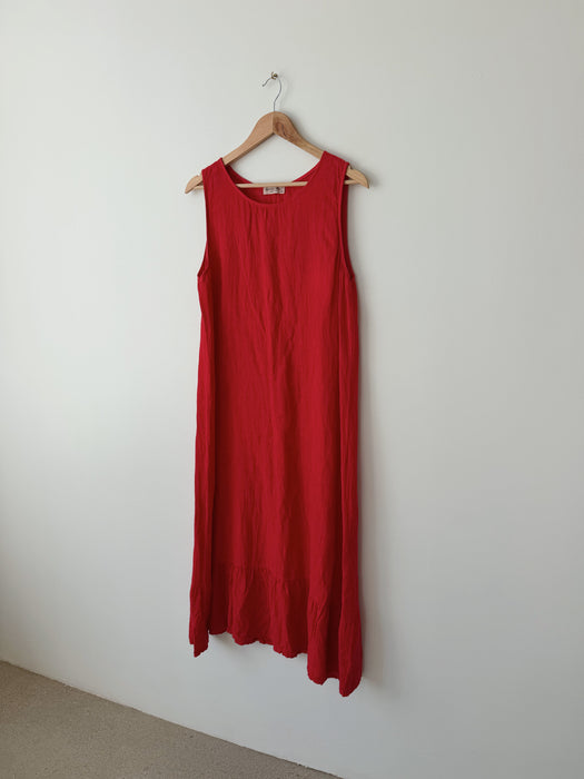 Red Linen Dress | L