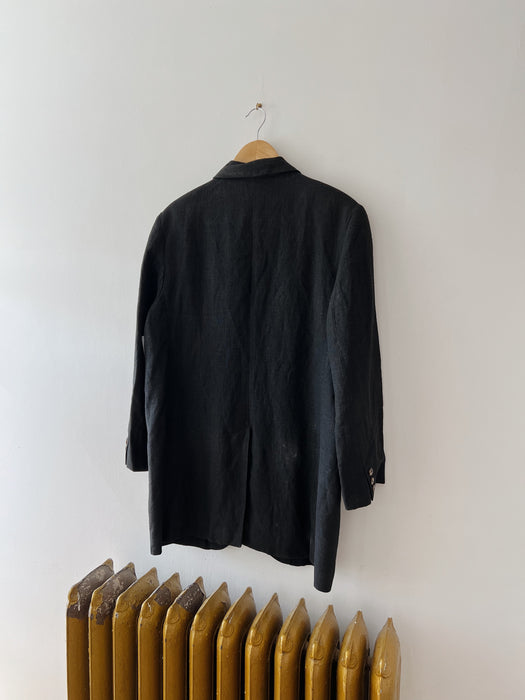 Worn Black Ramie Blazer | XL