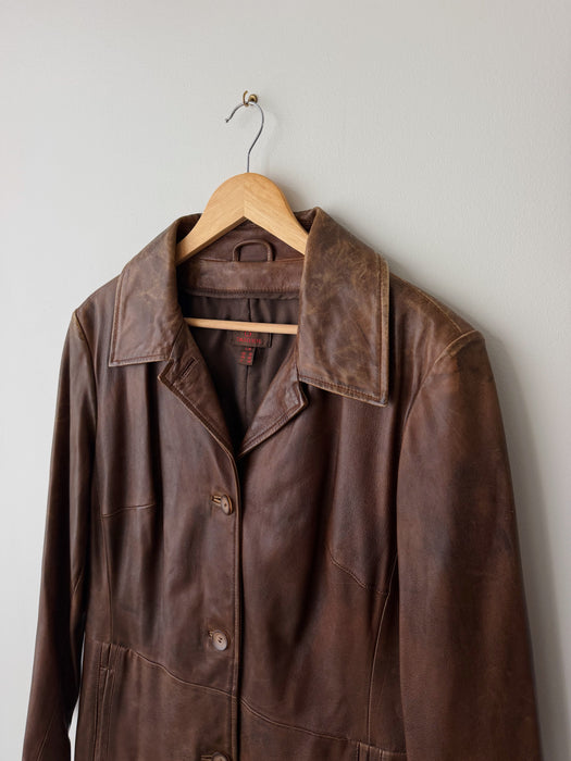 Distressed Brown Leather Jacket | L