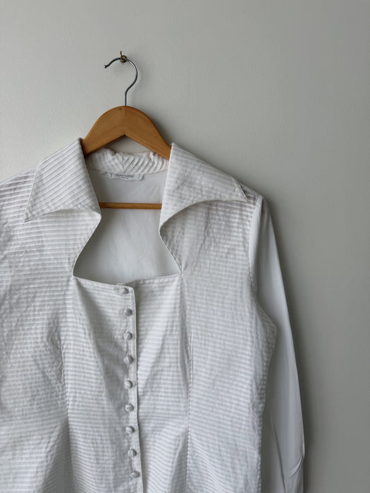 White Pleated Blouse | M/L