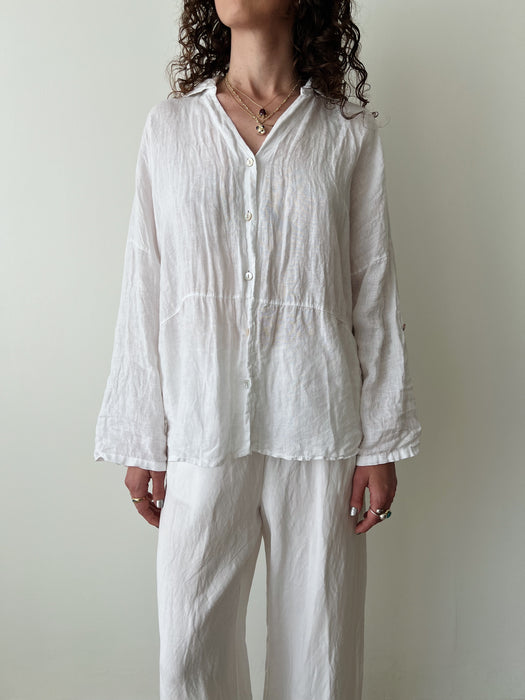 White Linen Blouse | L