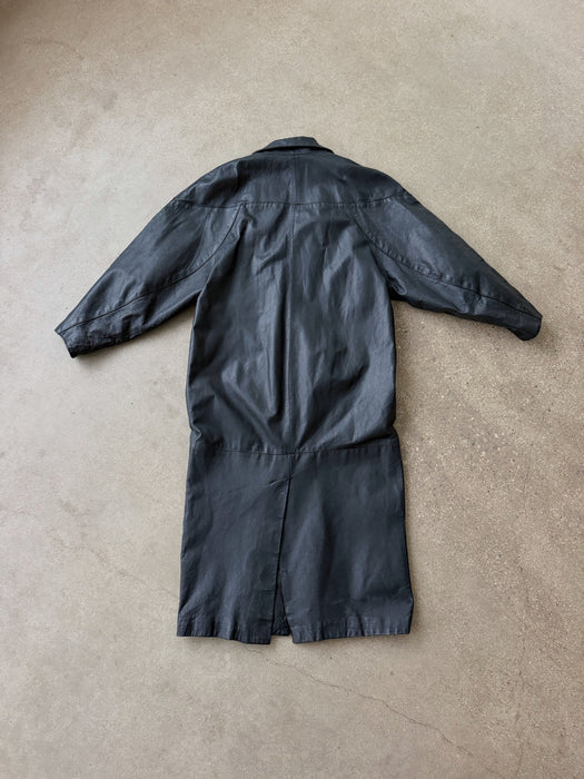Black Leather Trench Coat | L/XL