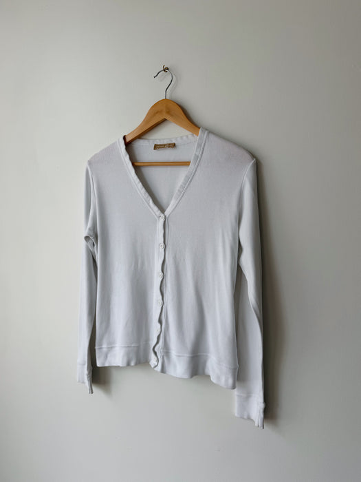 White Cotton Cardigan | M
