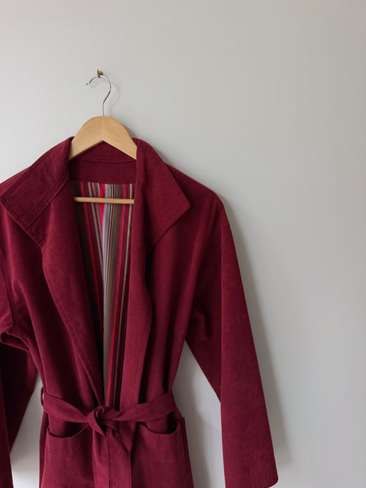 Burgundy Faux Suede Trench | S